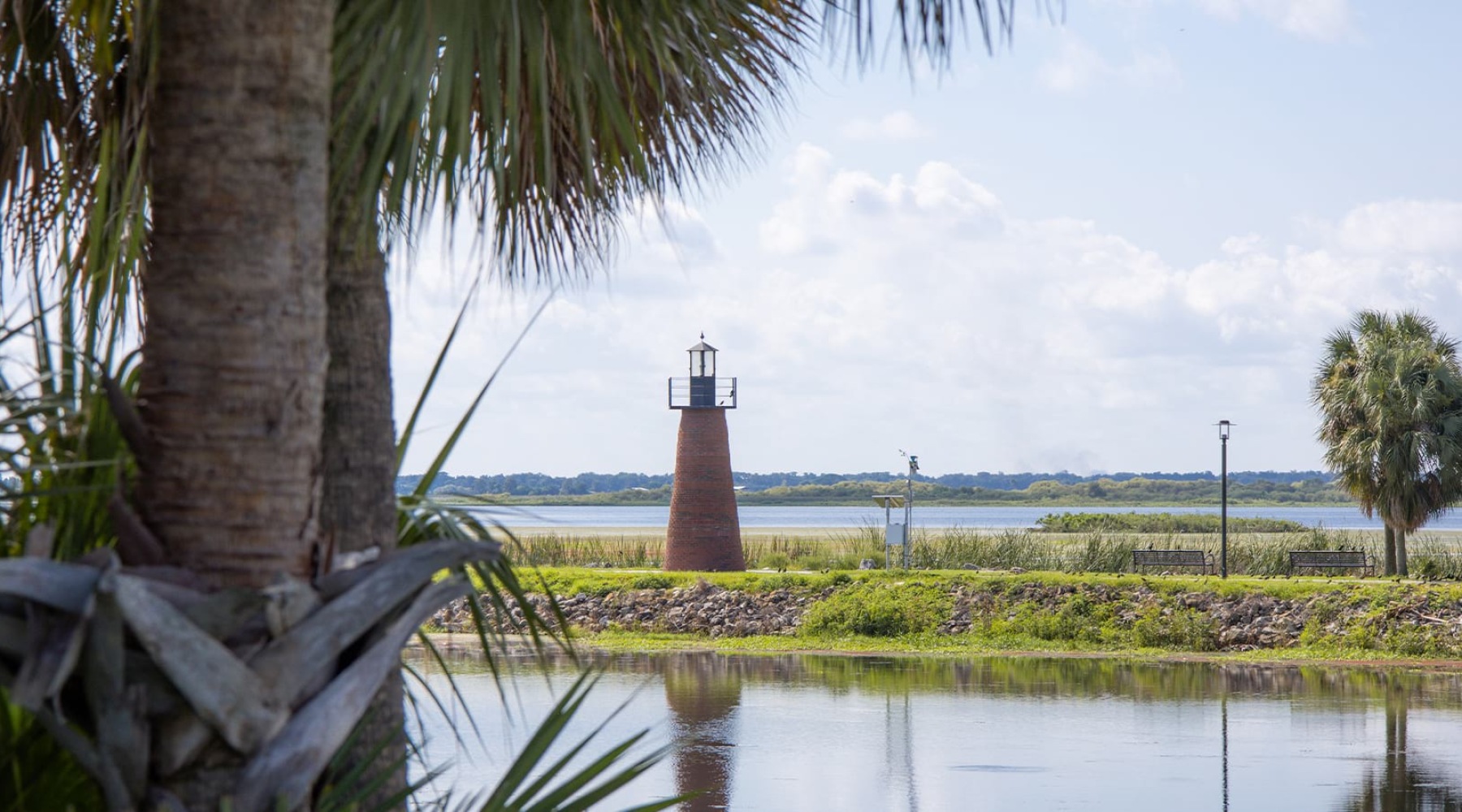 Lake Toho lighthouse and waterfront views near Solaris at Kissimmee