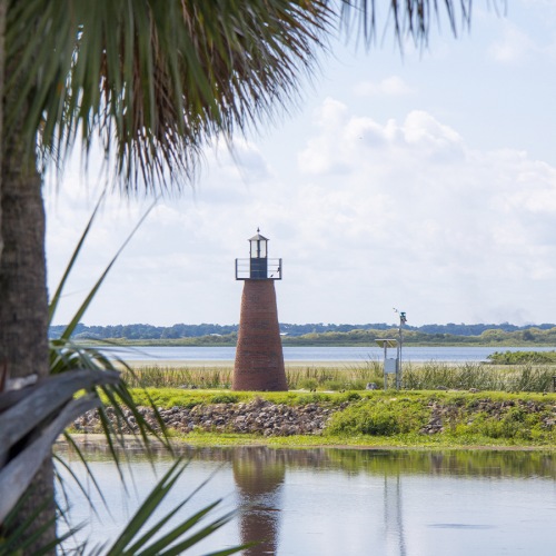 Lake Toho lighthouse and waterfront views near Solaris at Kissimmee