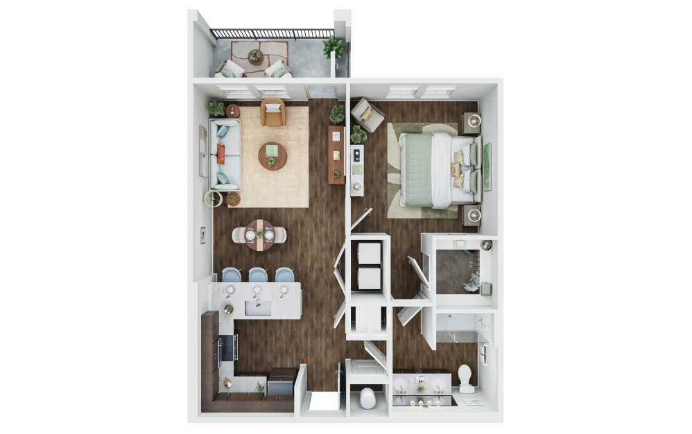 The Luma - 1 bedroom floorplan layout with 1 bathroom and 883 square feet