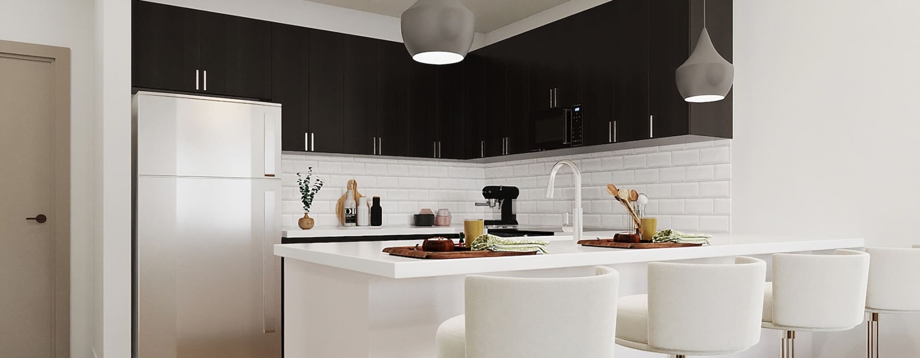 kitchen with bright lighting and ample counter space