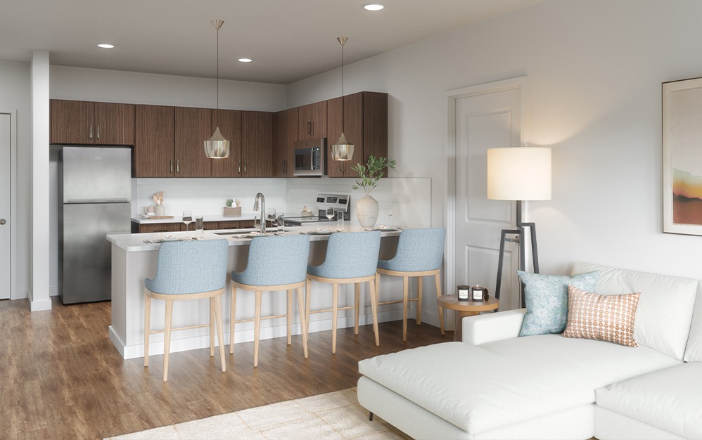 The Everly - 2 bedroom floorplan layout with 2 bathrooms and 1096 square feet