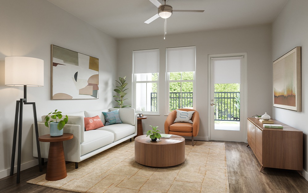 The Solis - 1 bedroom floorplan layout with 1 bathroom and 769 square feet (3D)