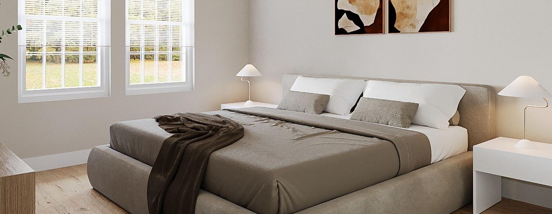 a large bed in a room